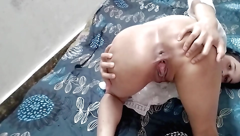 Indian slut wears a white dress and likes to strip it