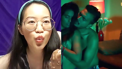 Amateur brunette with a sexy body giving a blowjob