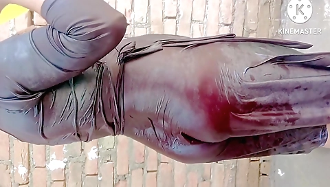 Indian stepsister-inlaw is wetting her pussy in the bathroom