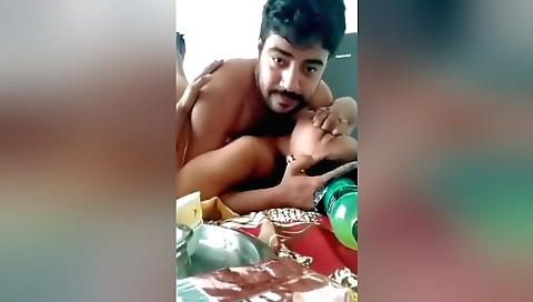 Brunette chick gets fucked in her bedroom in a camera video