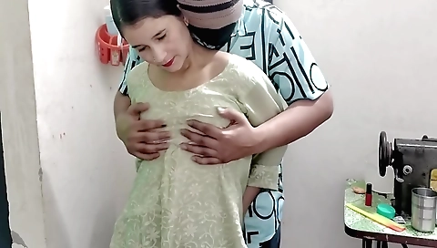 Indian brunette and small ass riding a dick in shower