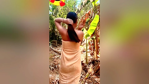 Indian girl with long hair in the outdoor solo vid