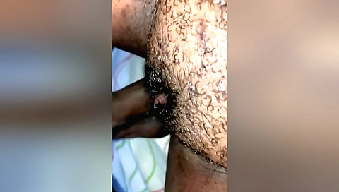 Amateur hairy girl with a cute face and small tits