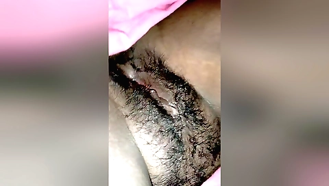 Indian babe has large bush spread wide for your cum