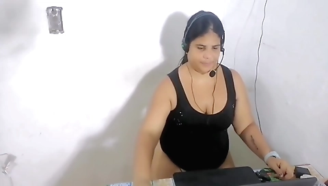 Busty brunette in a sexy bikini gets naked to show