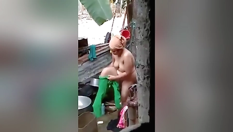 Hot amateur indian milf naked and bathing on hidden cam