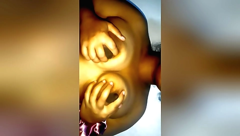 Asian fuckgirl shows her hairy pussy in her bedroom