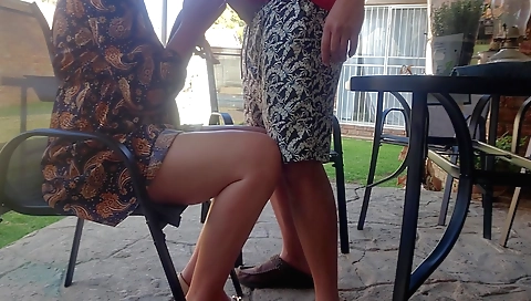 Amateur outdoor porn with a little girl with her hands on my cock