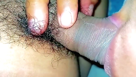 Indian girl with hairy pussy enjoys her man's cock