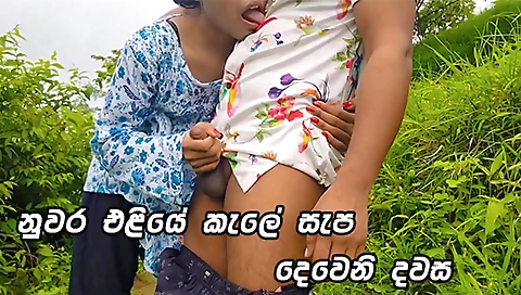 Step fantasy brunette handjob on the beach in jungle