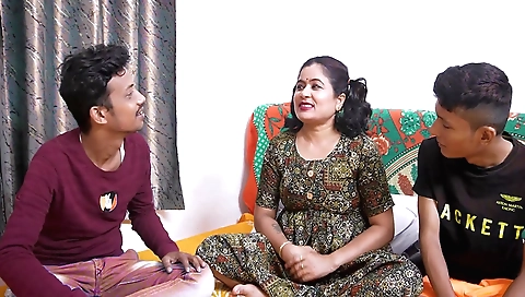 Horny chick gets fucked with her older stepbrother in threesome