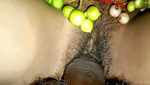 Indian girlfriend with a hairy pussy sucks and fucks