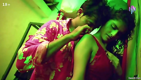 Brunette babe with big boobs and hot body in bedroom