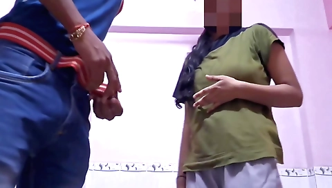 Indian brunette in black blouse and jeans getting naked