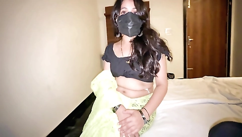 Indian harlot with a shaved hairy bush made chudai