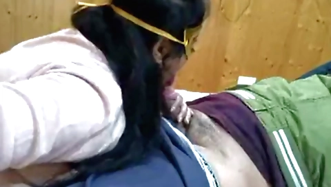 Amateur brunette gives a facial in her room in the hotel