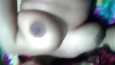 Busty brunette with large tits naked in amateur video call