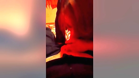 Red hair babe sucking hard pecking cock and rimming it