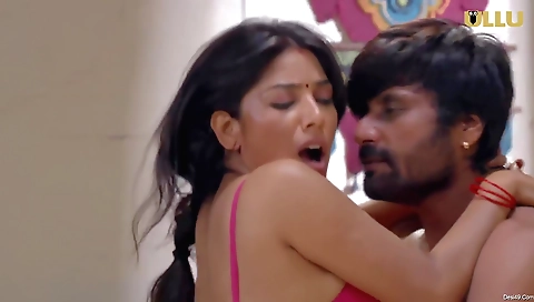 Brunette with small boobs gets fingered on her bed