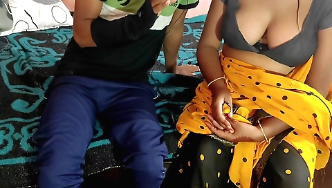 Indian brunette stepmother has fun with a big black dick