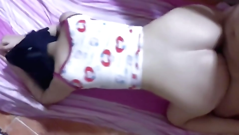 Busty brunette milf gets a dick hard and she enjoys it