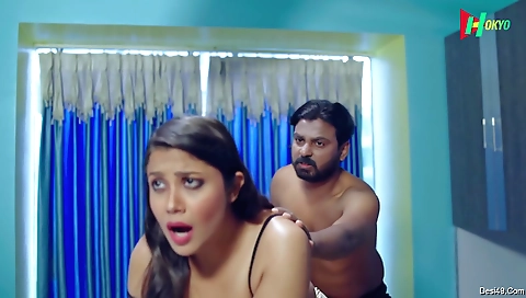 Busty brunette with a hot body plays with a huge dildo