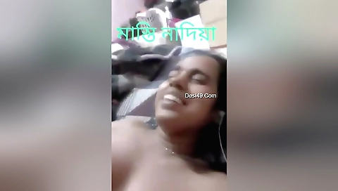 Sexy indian bhabhi in hot curly hair with huge boobies