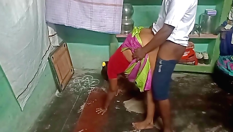 Brunette with big tits gets fucked during home cleaning