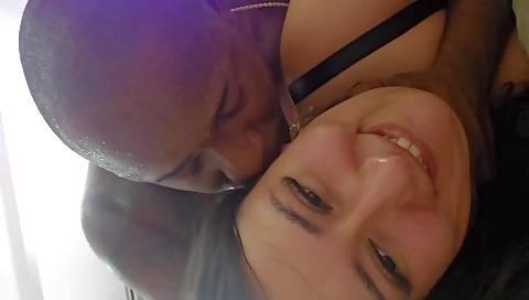 Hotties with a tattooed ass in an amateur interracial video