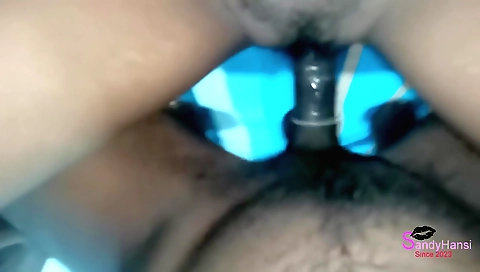 Busty girl is showing her hairy pussy and tits in front