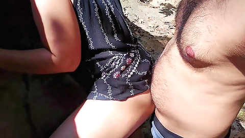 Indian girl with big tits is fucked in the public outdoor