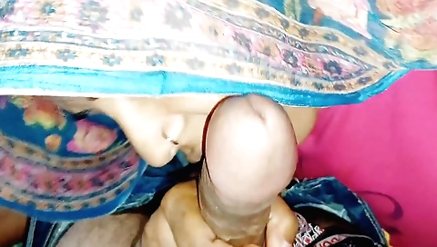 Indian brunette sucking and fingering big black dick