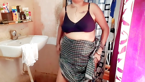 Hot brunette housewife shows her sexy face and ass