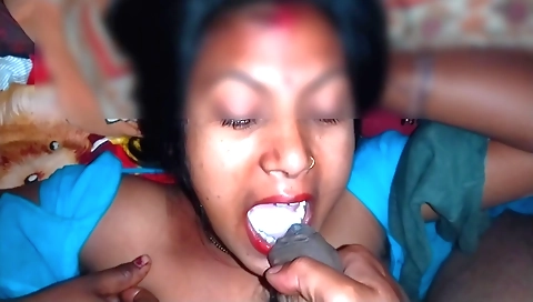 Bhabhi gets her mouth and mouth of cum in this porn video