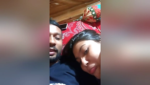 A nice ass brunette is making out with her man in the kitchen