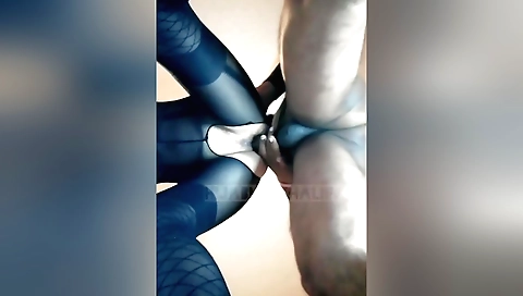 Busty muslim slut in stockings takes out a huge vibrator