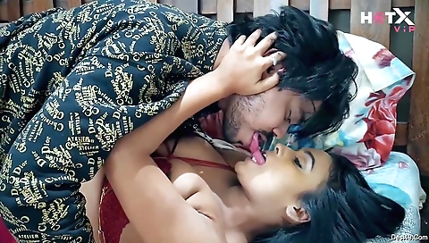 Brunette with big tits is getting a cock in her mouth