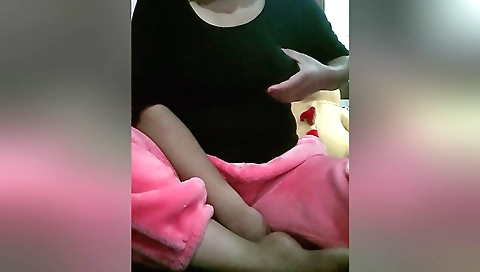 Charming brunette takes off her lingerie and masturbates on web cam